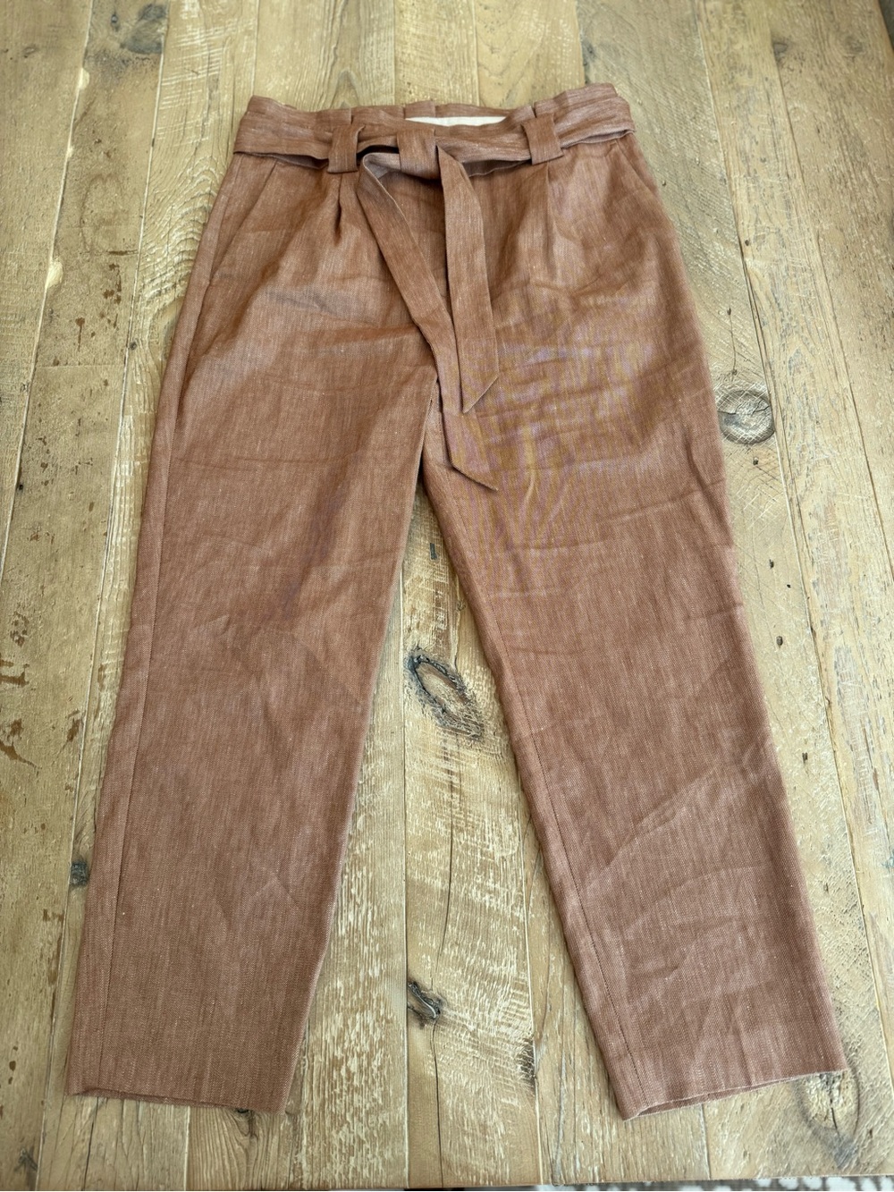 Express Women’s Rust Brown Tie-Waist Cropped Chinos 10s